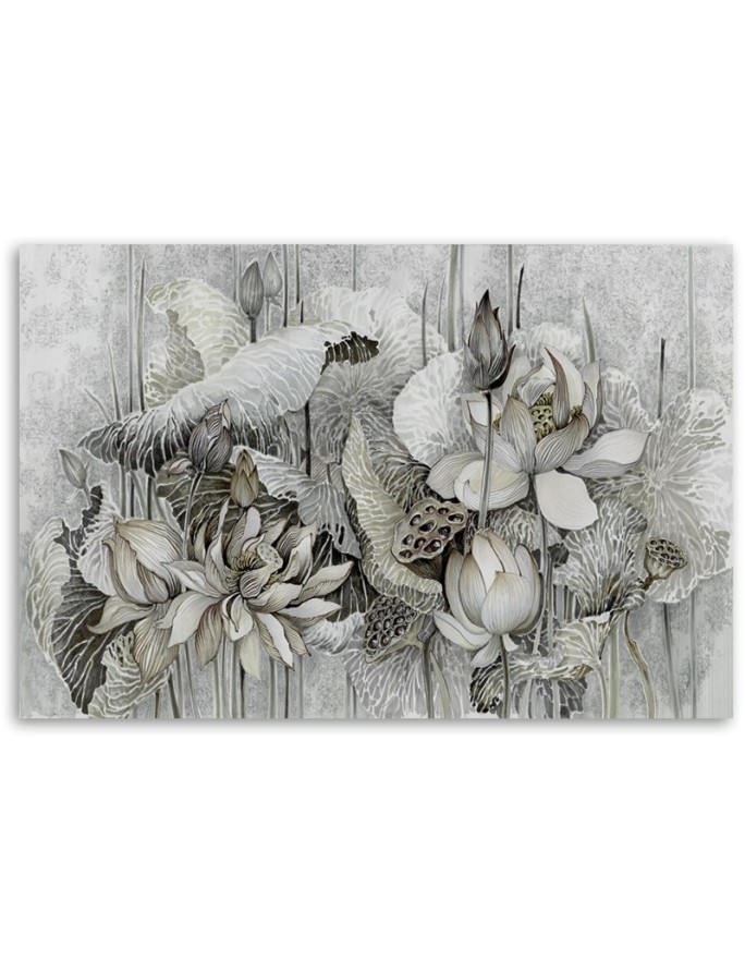 Canvas painting for living room - Beige lotus flowers | FEEBY