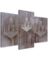 Triptych painting for living room, dining room - Vintage chandelier | FEEBY