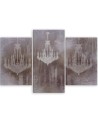 Triptych painting for living room, dining room - Vintage chandelier | FEEBY