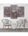 Triptych painting for living room, dining room - Vintage chandelier | FEEBY