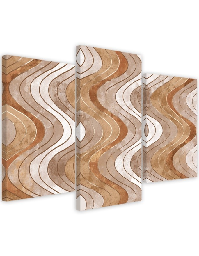 Modern 3-part painting - Vertical wavy lines | FEEBY