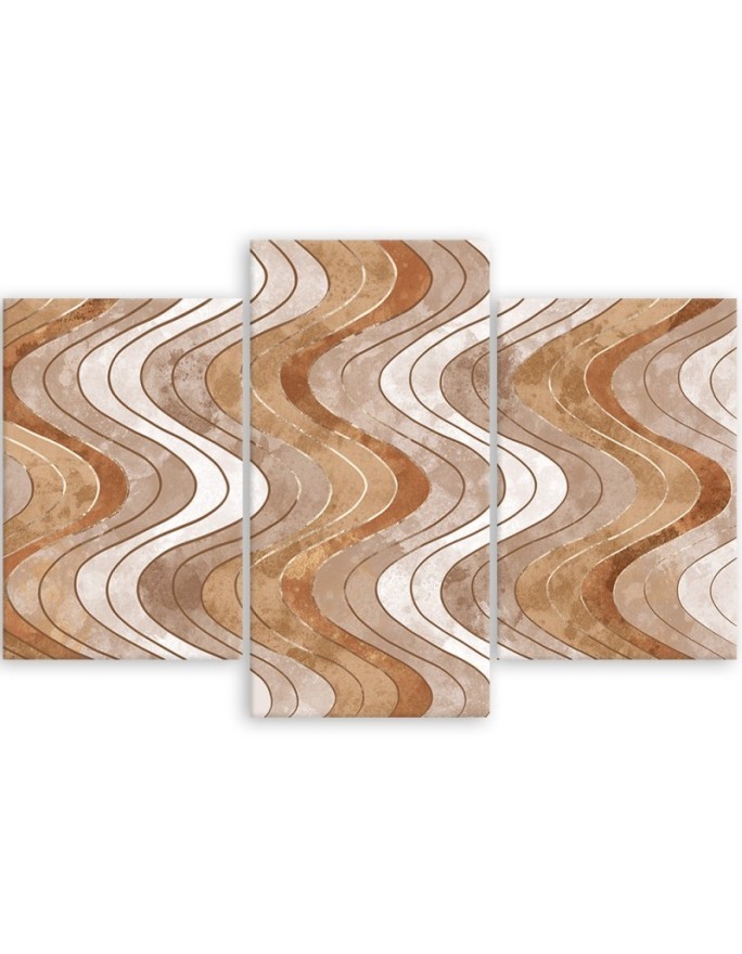 Modern 3-part painting - Vertical wavy lines | FEEBY