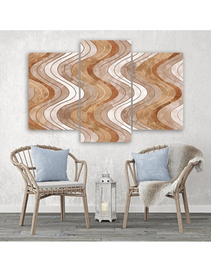 Modern 3-part painting - Vertical wavy lines | FEEBY