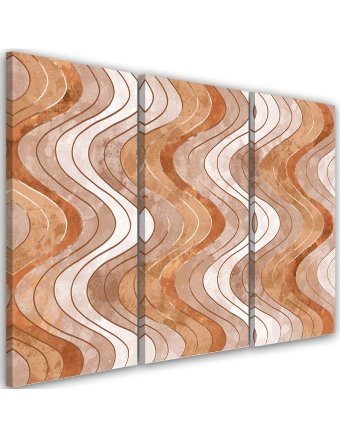 Modern triptych painting - Vertical wavy lines | FEEBY