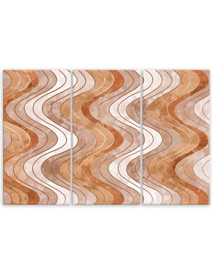 Modern triptych painting - Vertical wavy lines | FEEBY