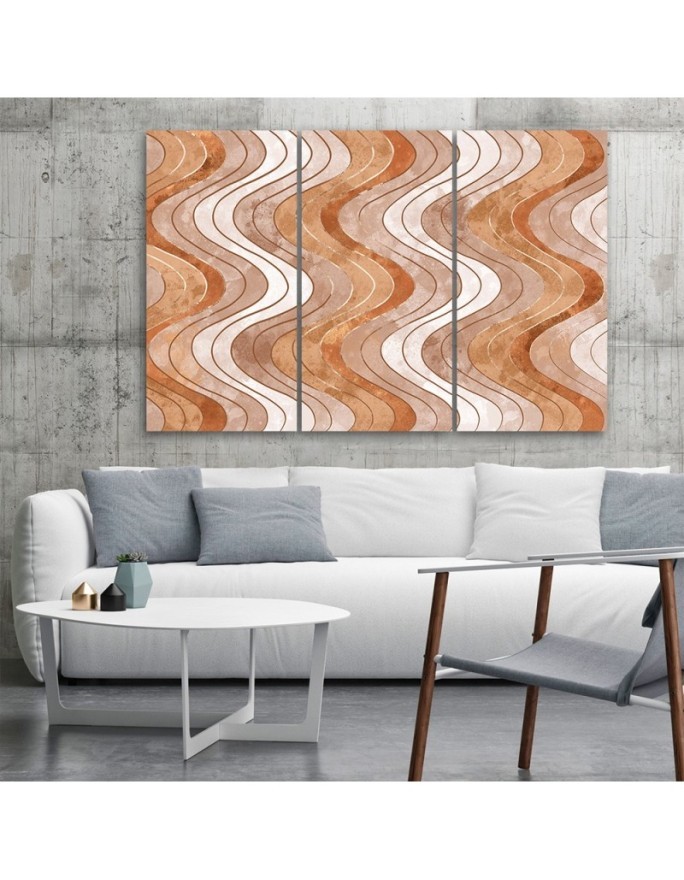 Modern triptych painting - Vertical wavy lines | FEEBY