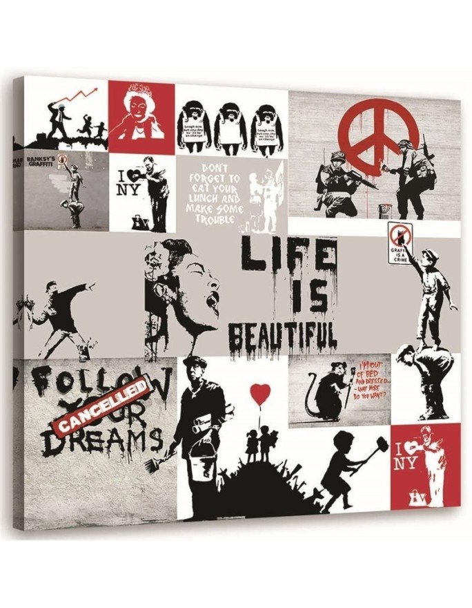 Canvas prints for a teenager's room - Banksy Street art collage | FEEBY