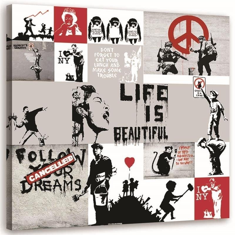 Canvas prints for a teenager's room - Banksy Street art collage | FEEBY