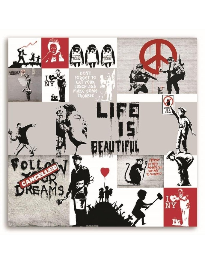 Canvas prints for a teenager's room - Banksy Street art collage | FEEBY