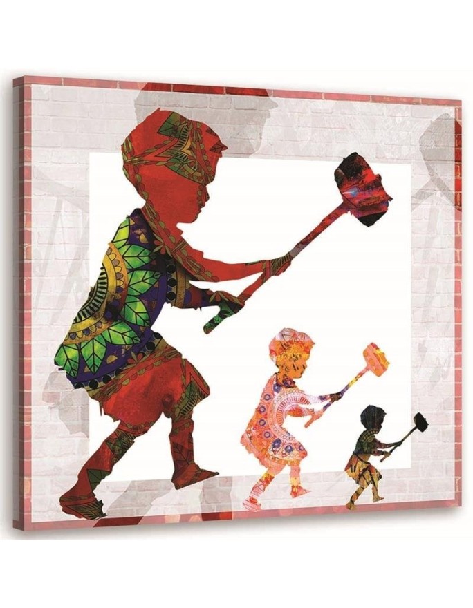 Street art painting - Banksy Boy with a hammer | FEEBY