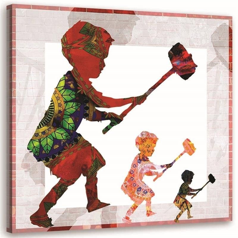 Street art painting - Banksy Boy with a hammer | FEEBY