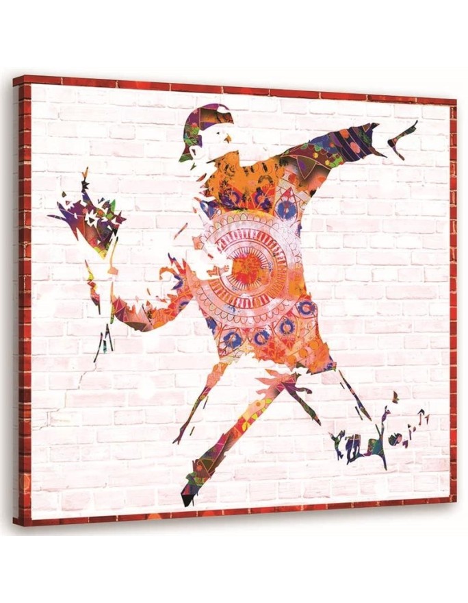 Youth Canvas painting - Banksy Hooligan with a bouquet of flowers | FEEBY