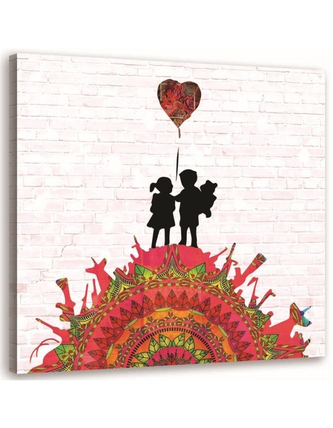 Graffiti painting for wall - Banksy mural of children on a hill | FEEBY