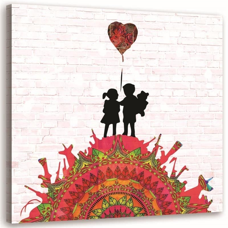 Graffiti painting for wall - Banksy mural of children on a hill | FEEBY