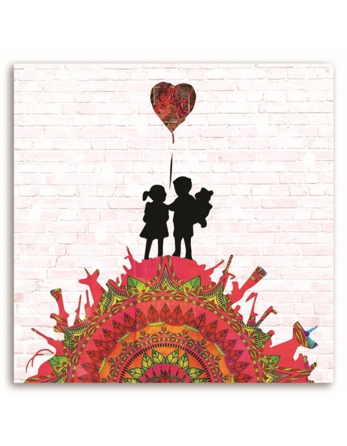 Graffiti painting for wall - Banksy mural of children on a hill | FEEBY