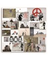 Banksy canvas paintings - Mural Collage Street Art | FEEBY
