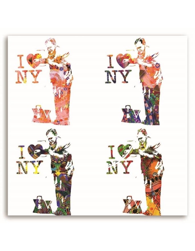 Wall art painting - Banksy mural I love New York 1-panel collage | FEEBY