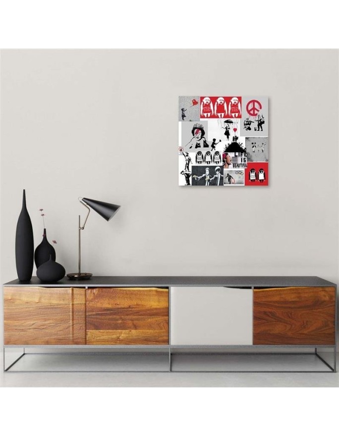Painting Canvas  for a child's room - Mural Banksy artistic collage | FEEBY