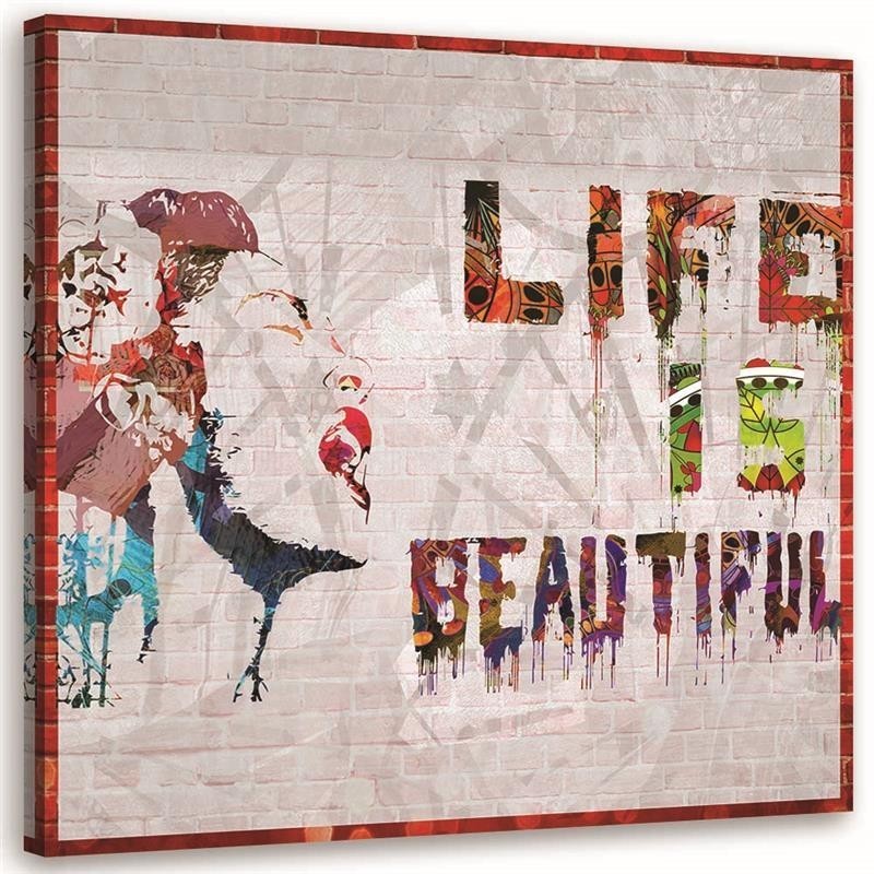 Decorative painting for wall - Banksy mural Life is beautiful | FEEBY