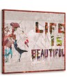 Decorative painting for wall - Banksy mural Life is beautiful | FEEBY