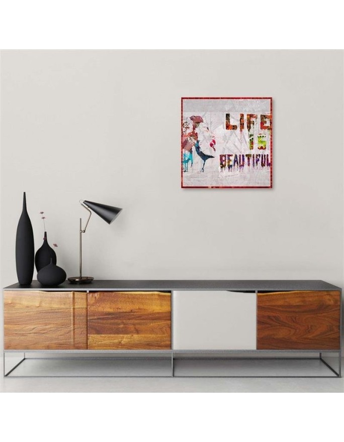 Decorative painting for wall - Banksy mural Life is beautiful | FEEBY