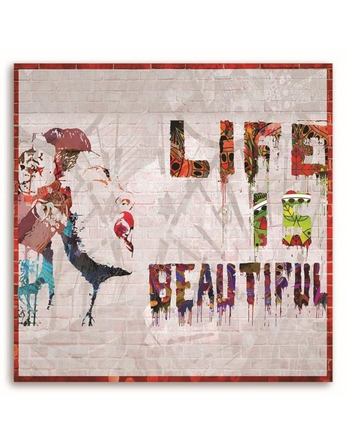Decorative painting for wall - Banksy mural Life is beautiful | FEEBY