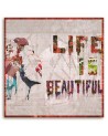 Decorative painting for wall - Banksy mural Life is beautiful | FEEBY