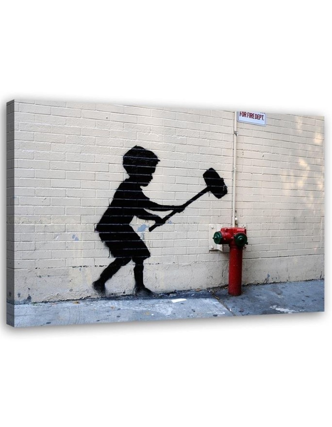Banksy Canvas paintings for a modern room - Boy with a hammer mural | FEEBY