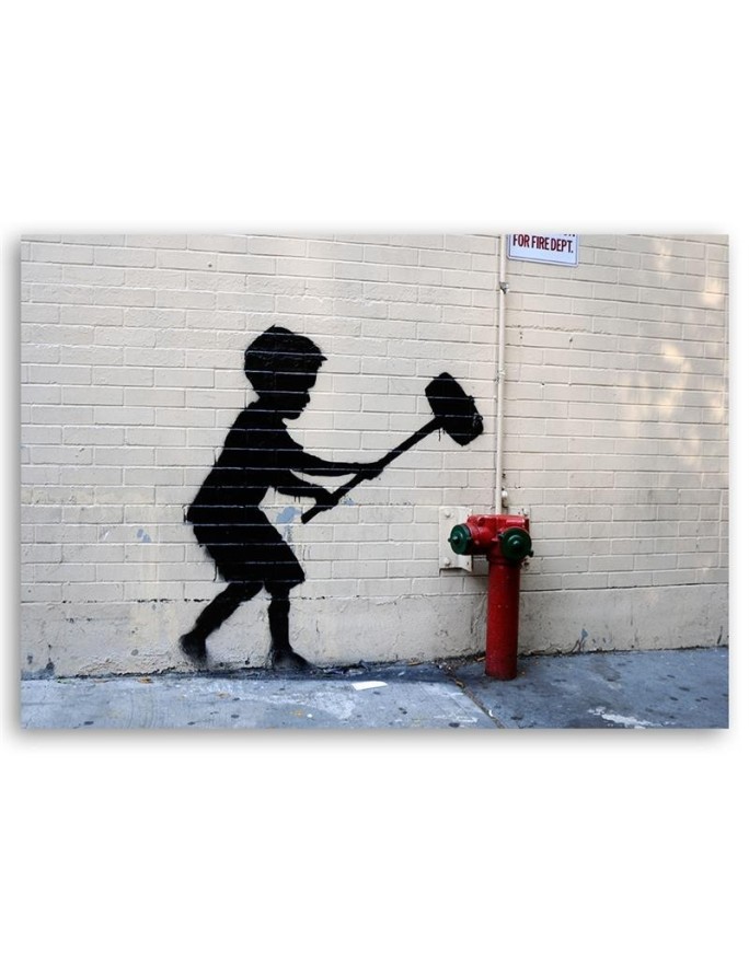 Banksy Canvas paintings for a modern room - Boy with a hammer mural | FEEBY