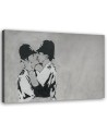 Modern Canvas painting for room - Kissing policemen mural Banksy | FEEBY