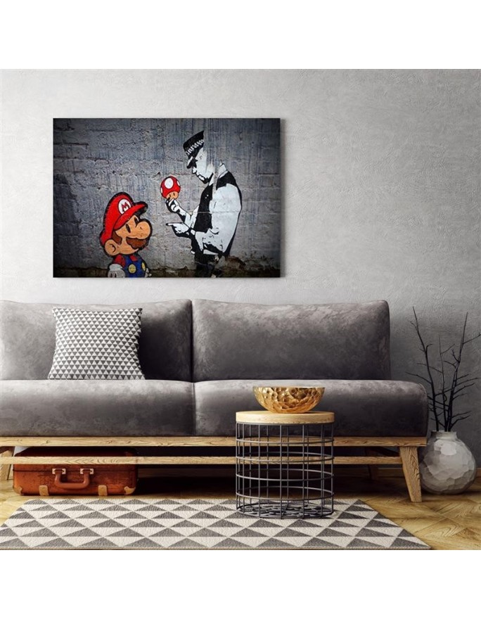 Banksy wall art painting - Policeman and Super Mario | FEEBY