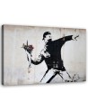 Black and white wall art - Banksy Hooligan throwing a bouquet of flowers | FEEBY