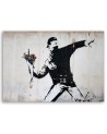 Black and white wall art - Banksy Hooligan throwing a bouquet of flowers | FEEBY