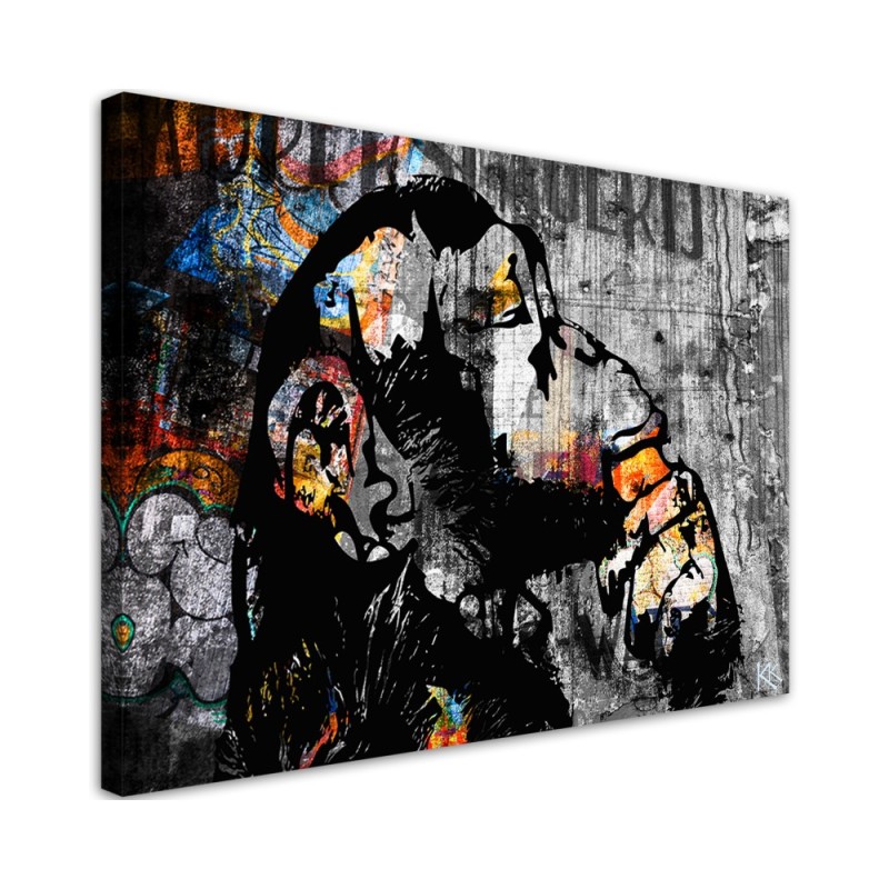 Canvas prints for a teenager's room - Street art Banksy DJ monkey abstract | FEEBY