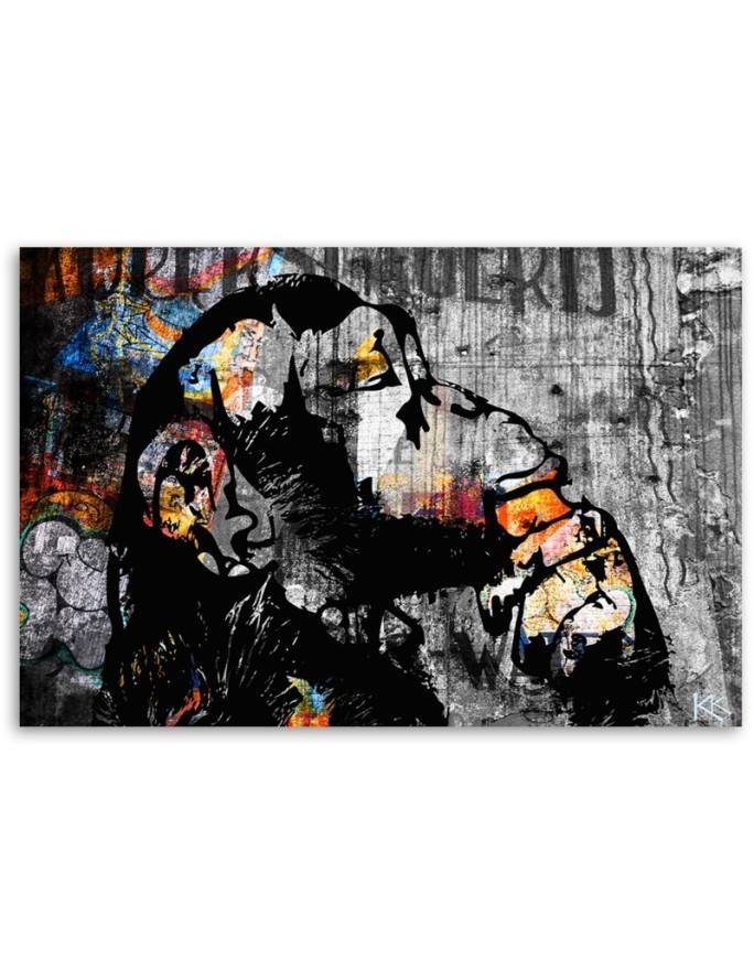Canvas prints for a teenager's room - Street art Banksy DJ monkey abstract | FEEBY