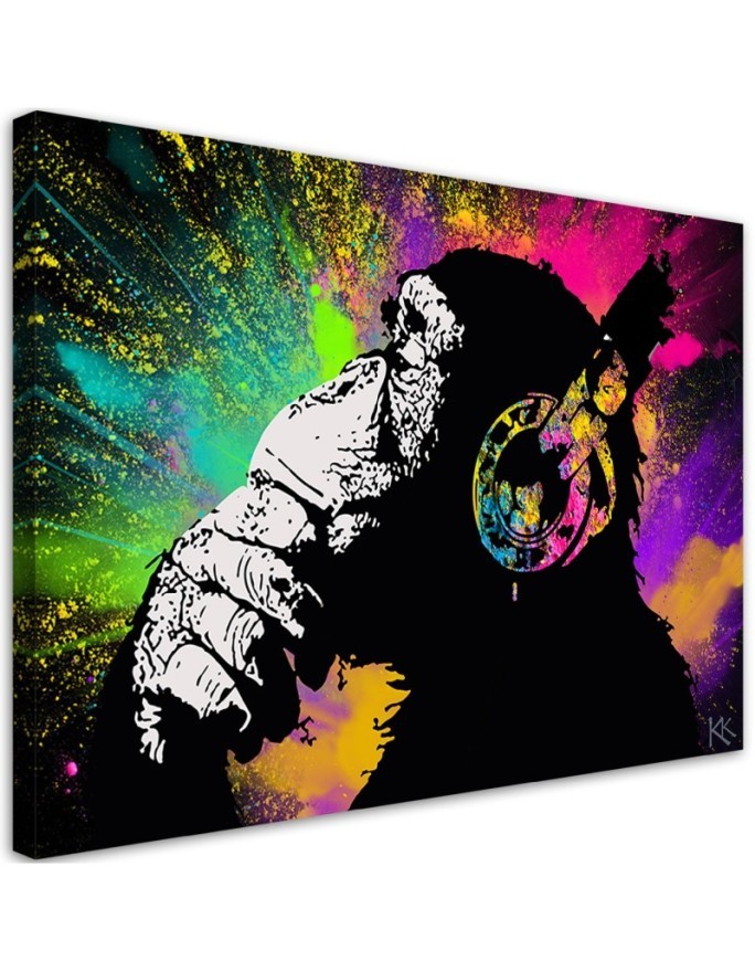 Modern painting for teenager's room - Banksy colourful monkey | FEEBY