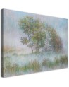 Boho Canvas painting for wall - Trees in a misty meadow | FEEBY