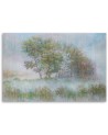 Boho Canvas painting for wall - Trees in a misty meadow | FEEBY