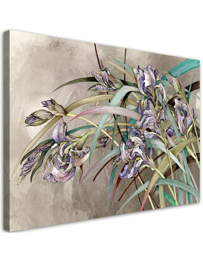 Printed canvas painting - Irises flowers in the wind | FEEBY