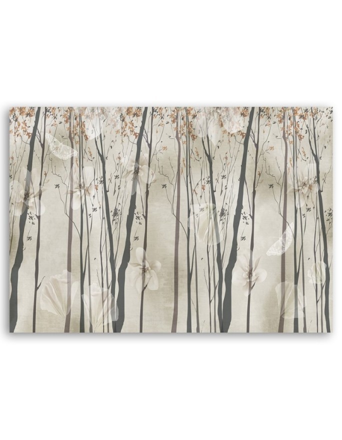 Interior Canvas painting for living room, office - Trees, flowers and butterflies | FEEBY