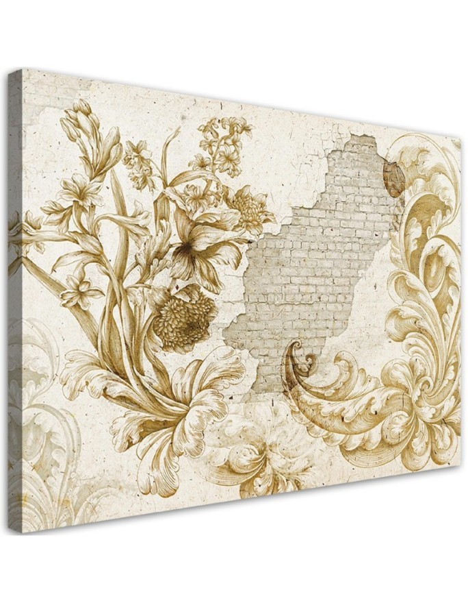 Decorative wall art painting - Plant fresco on a falling plaster | FEEBY