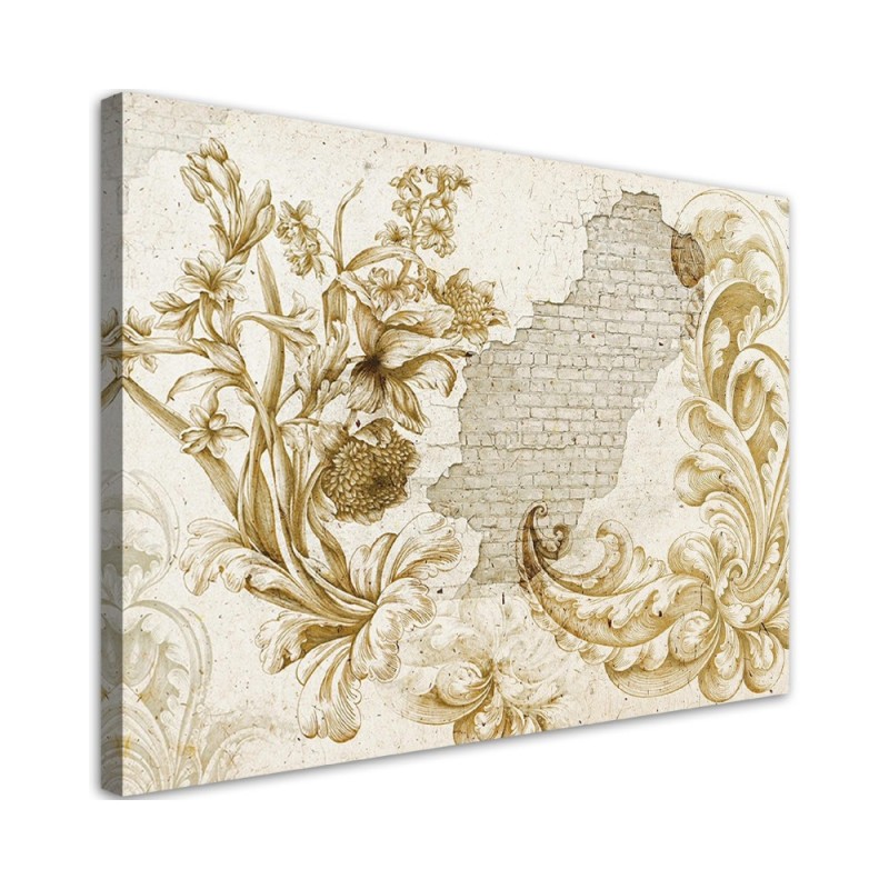 Decorative wall art painting - Plant fresco on a falling plaster | FEEBY