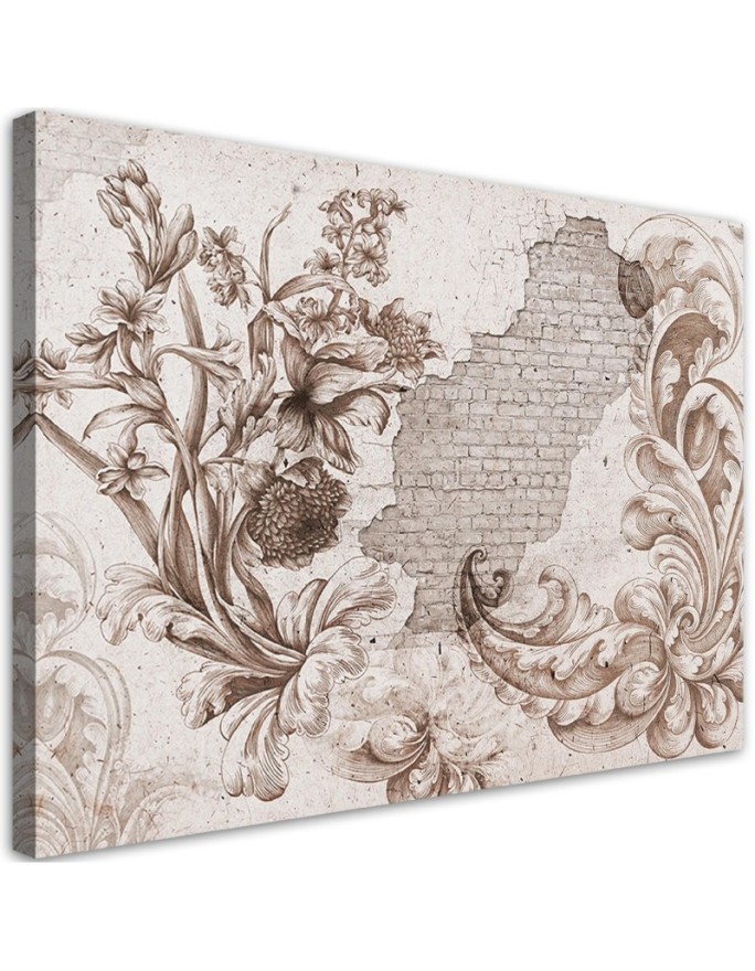 Decorative wall art painting - Plant fresco on falling plaster | FEEBY