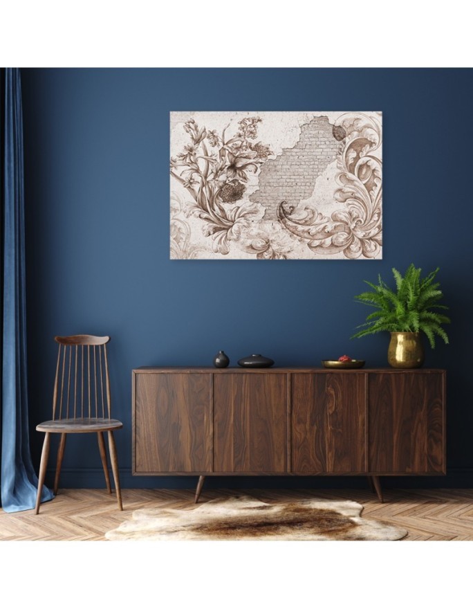 Decorative wall art painting - Plant fresco on falling plaster | FEEBY