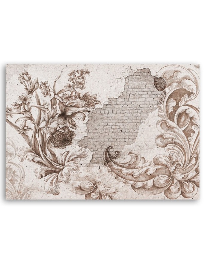 Decorative wall art painting - Plant fresco on falling plaster | FEEBY