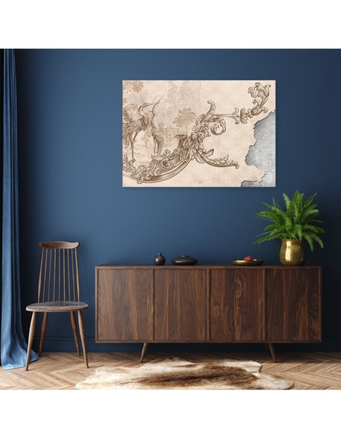Modern Canvas painting - Wild birds and leaves on oriental fresco | FEEBY