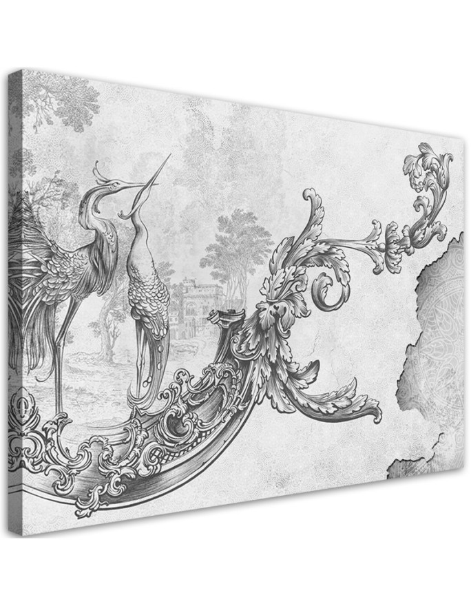 Office Canvas painting - Wild birds and leaves on oriental fresco | FEEBY