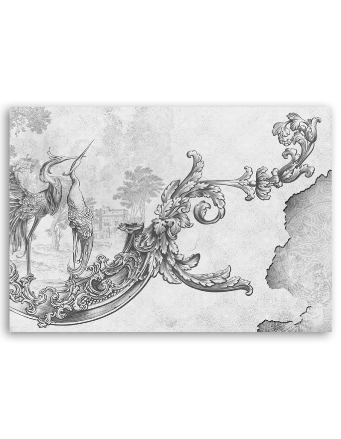 Office Canvas painting - Wild birds and leaves on oriental fresco | FEEBY