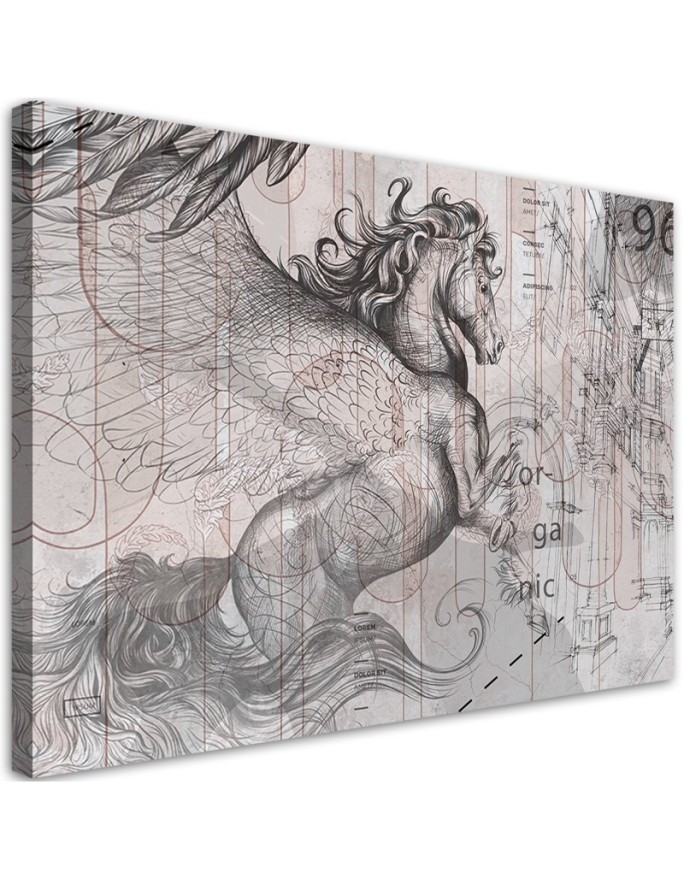 Bedroom Canvas painting above bed - Pegasus horse abstract | FEEBY