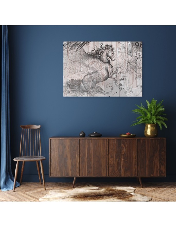 Bedroom Canvas painting above bed - Pegasus horse abstract | FEEBY